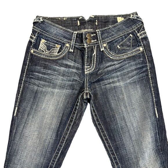 Vigoss Womens Skinny Denim Blue Jeans Dark Wash Embroidered Jeweled Size 1 26 - Picture 11 of 16